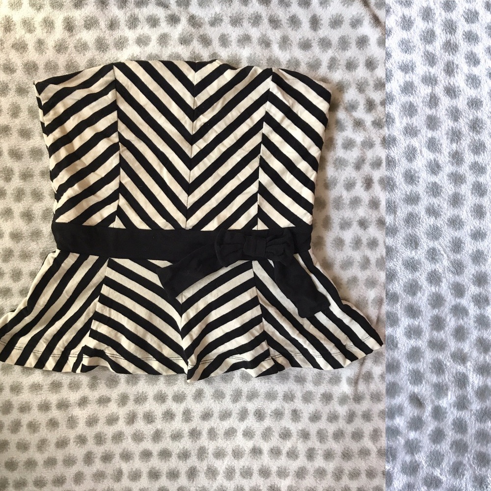 Black and cream peplum tube top - medium